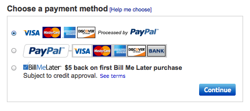 Покупка вещей на аукционе eBay при помощи пластиковой карты Visa
